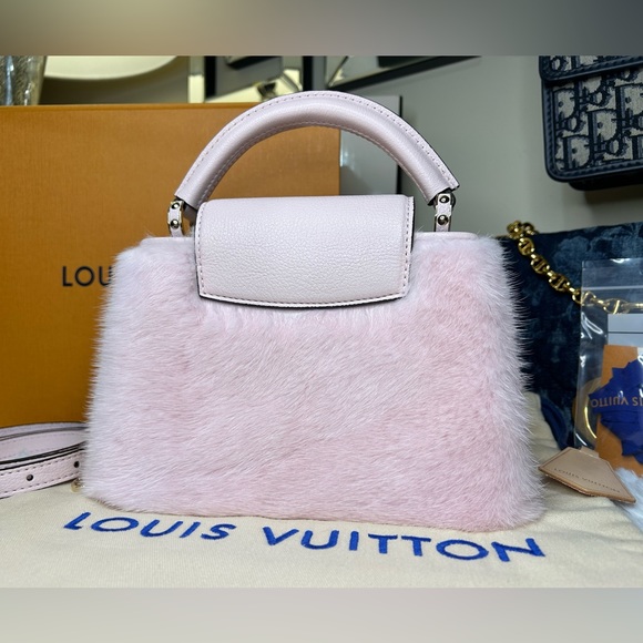 ❌SOLD!🔥NEW! Louis Vuitton•Mink Fur Capucines Mini with Crossbody Strap - Picture 4 of 13